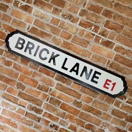 Brick lane sign wooden old - sign,